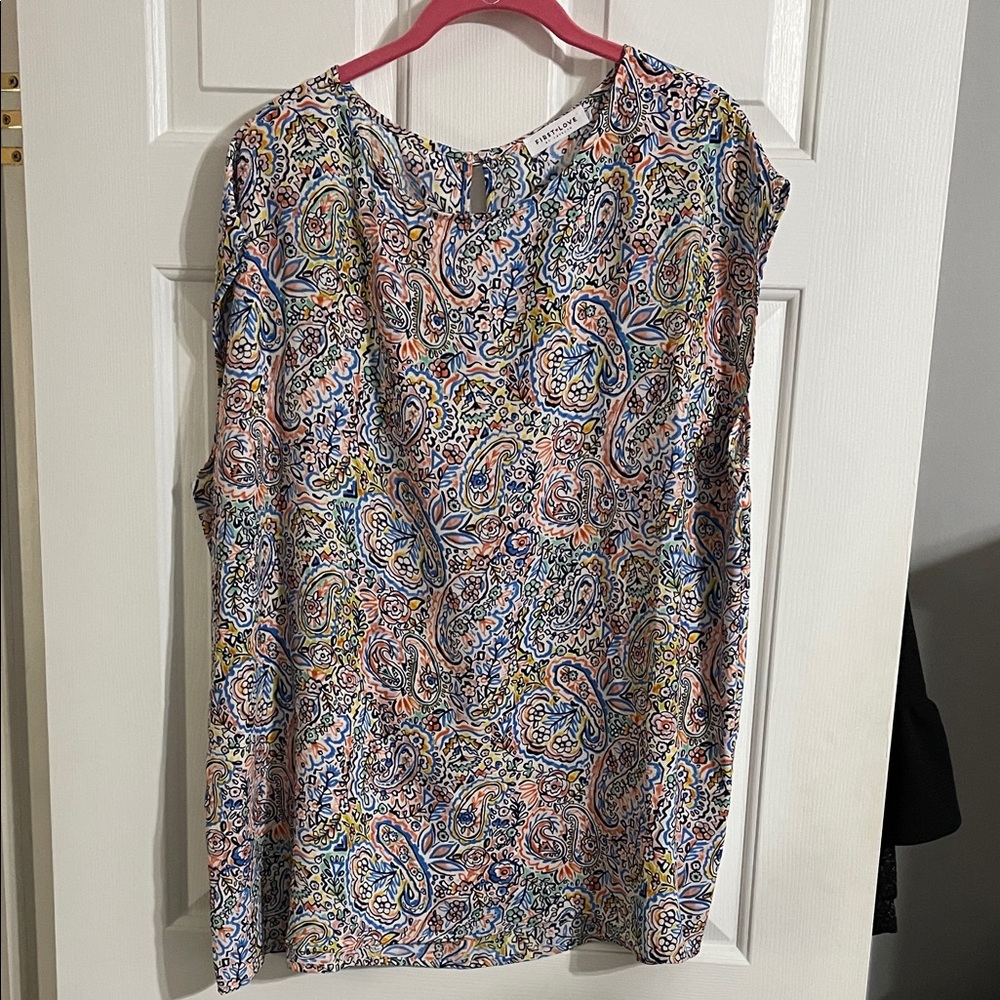 First Love Multicolor Paisley Sleeveless Blouse